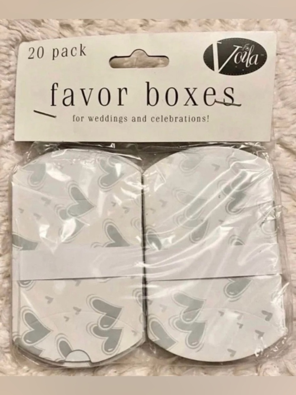 💞 New Pack of 20 White & Silver Heart Wedding & Party Favor Boxes